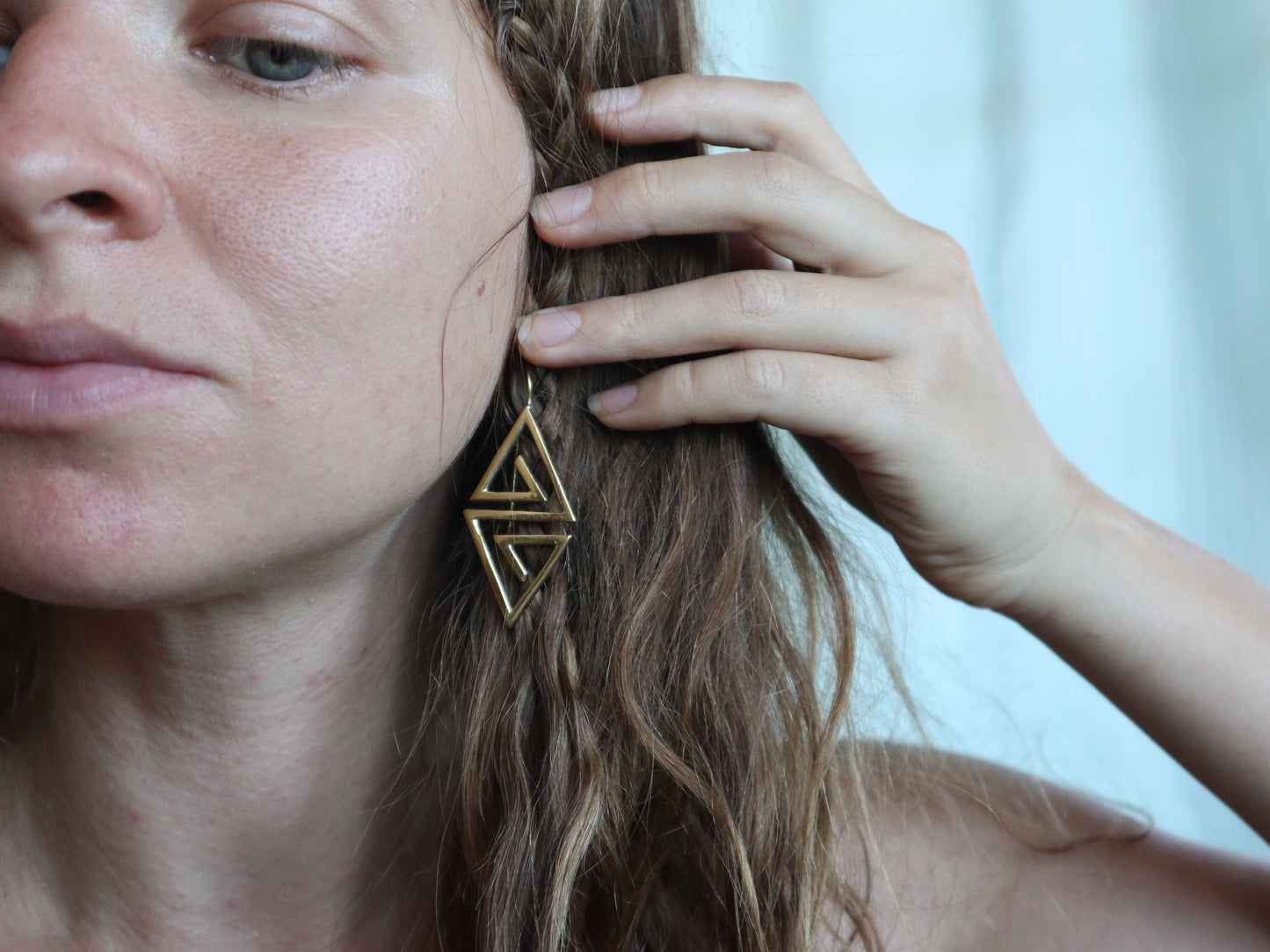 Spiral brass earrings