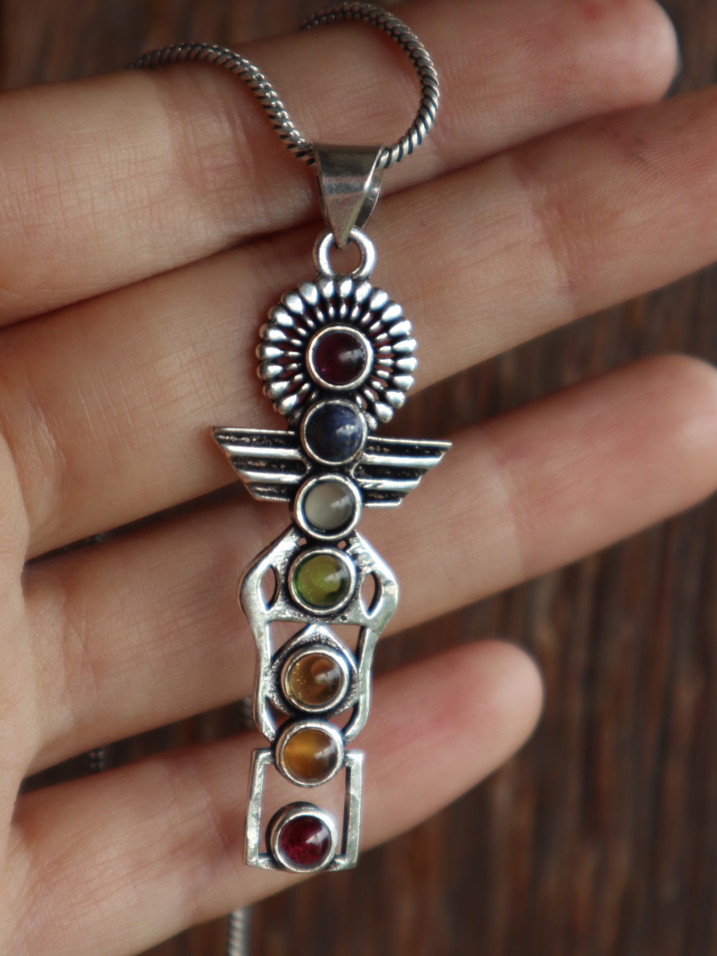 DNA Chakra healing silver-plated necklace