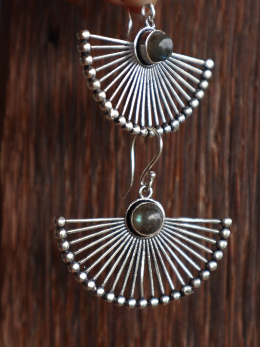 Empress silver-plated earrings with  labradorite