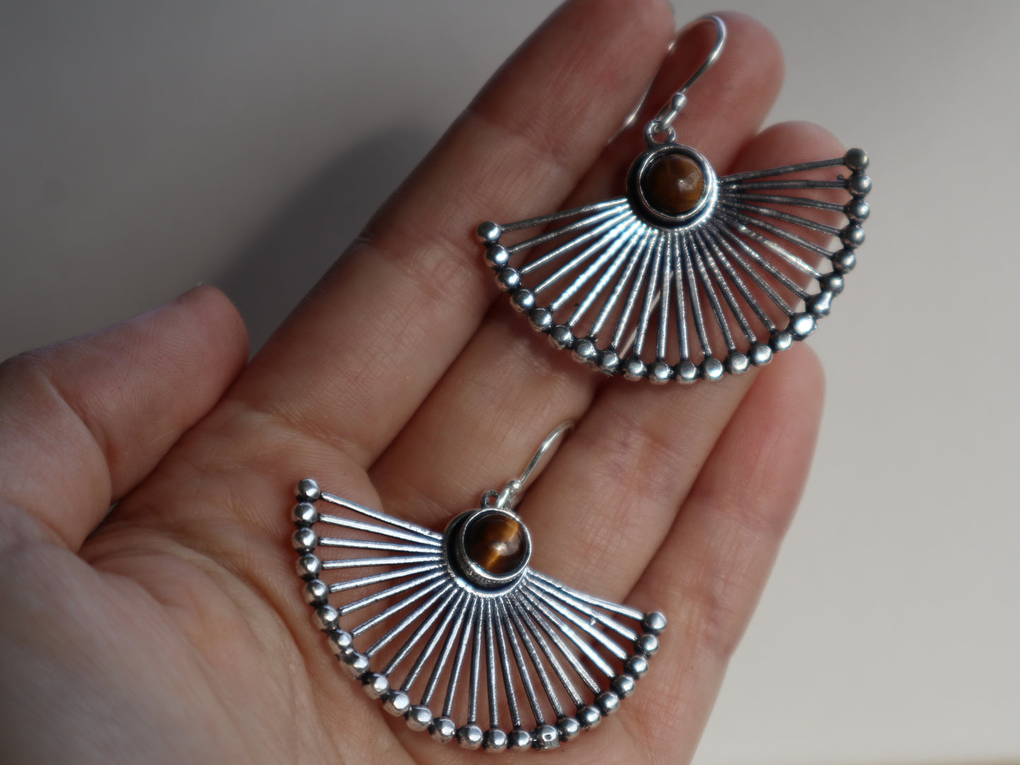 Empress silver-plated earrings with Tiger eye