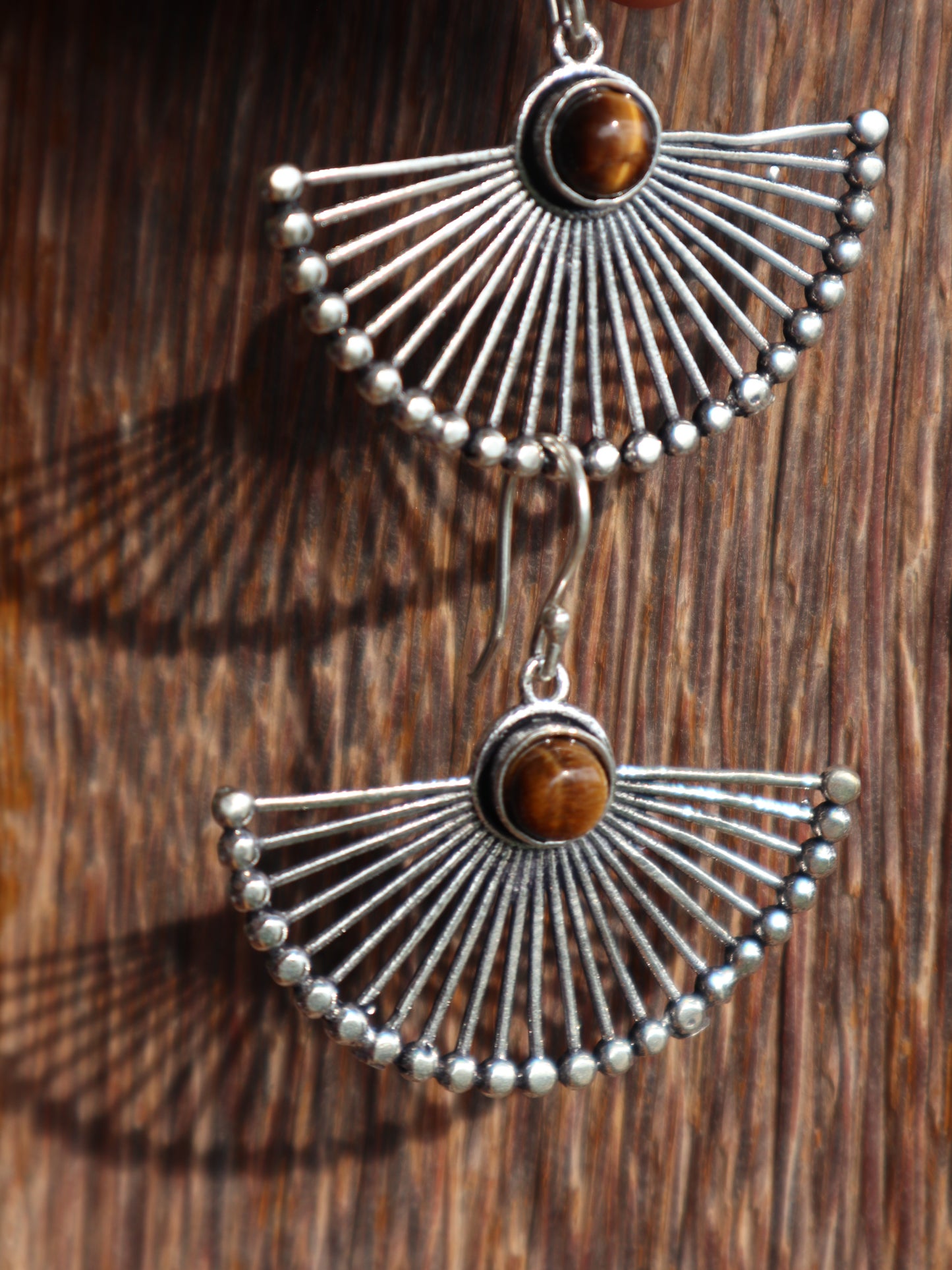 Empress silver-plated earrings with Tiger eye