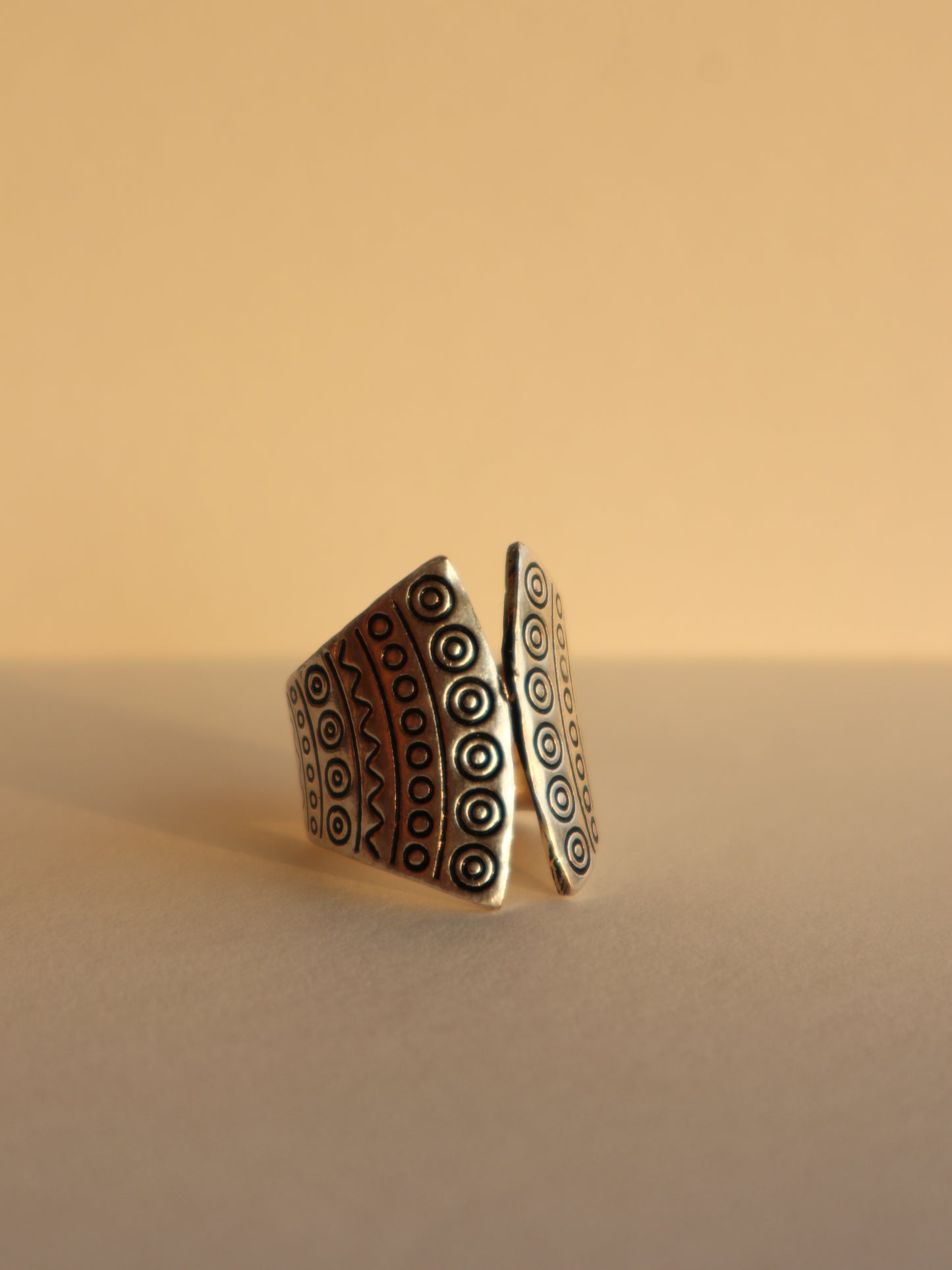 Totem silver plated brass ring