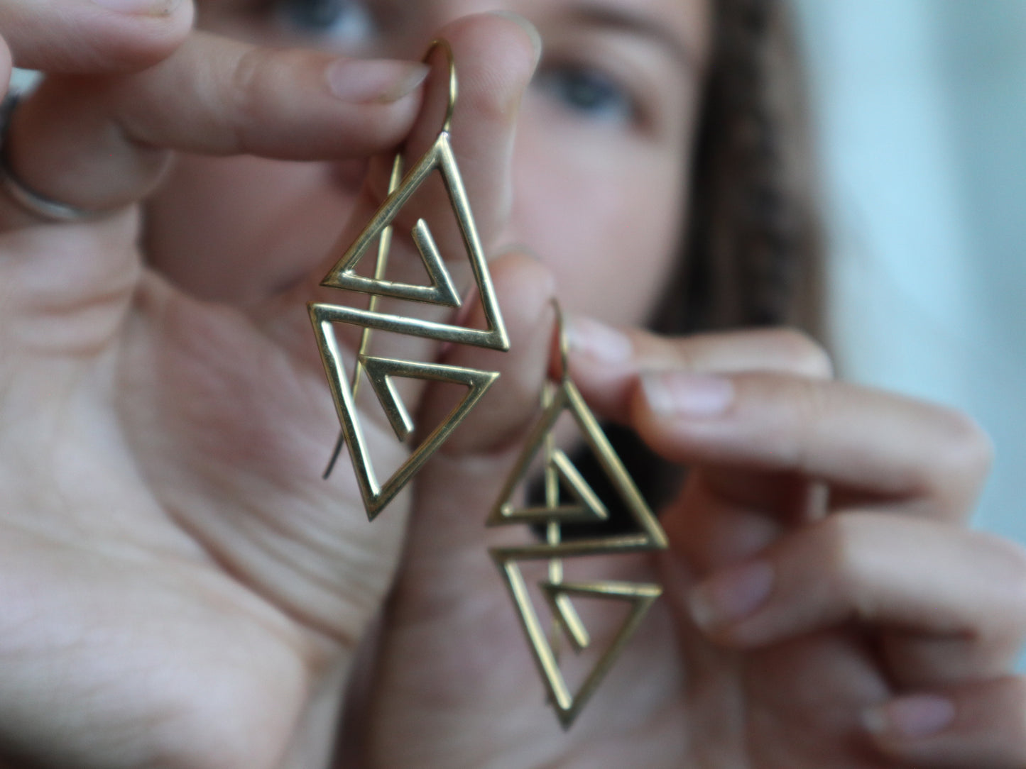 Spiral brass earrings