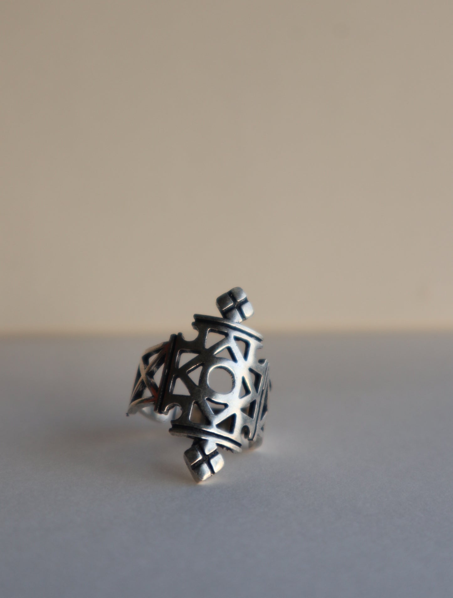 Marriage of opposites silver plated ring