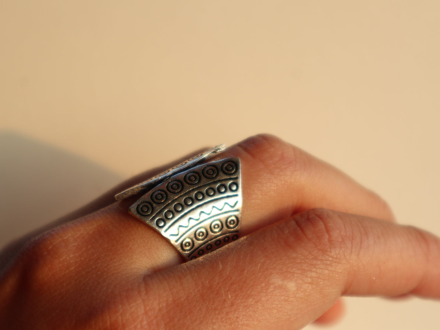 Totem silver plated brass ring