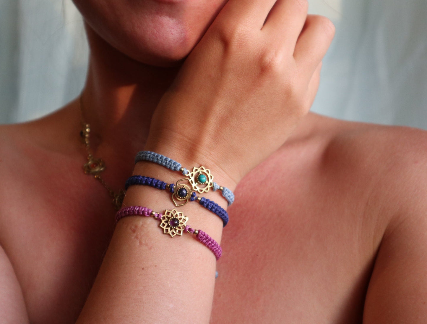 Crown chakra activator amethyst purple macrame bracelet