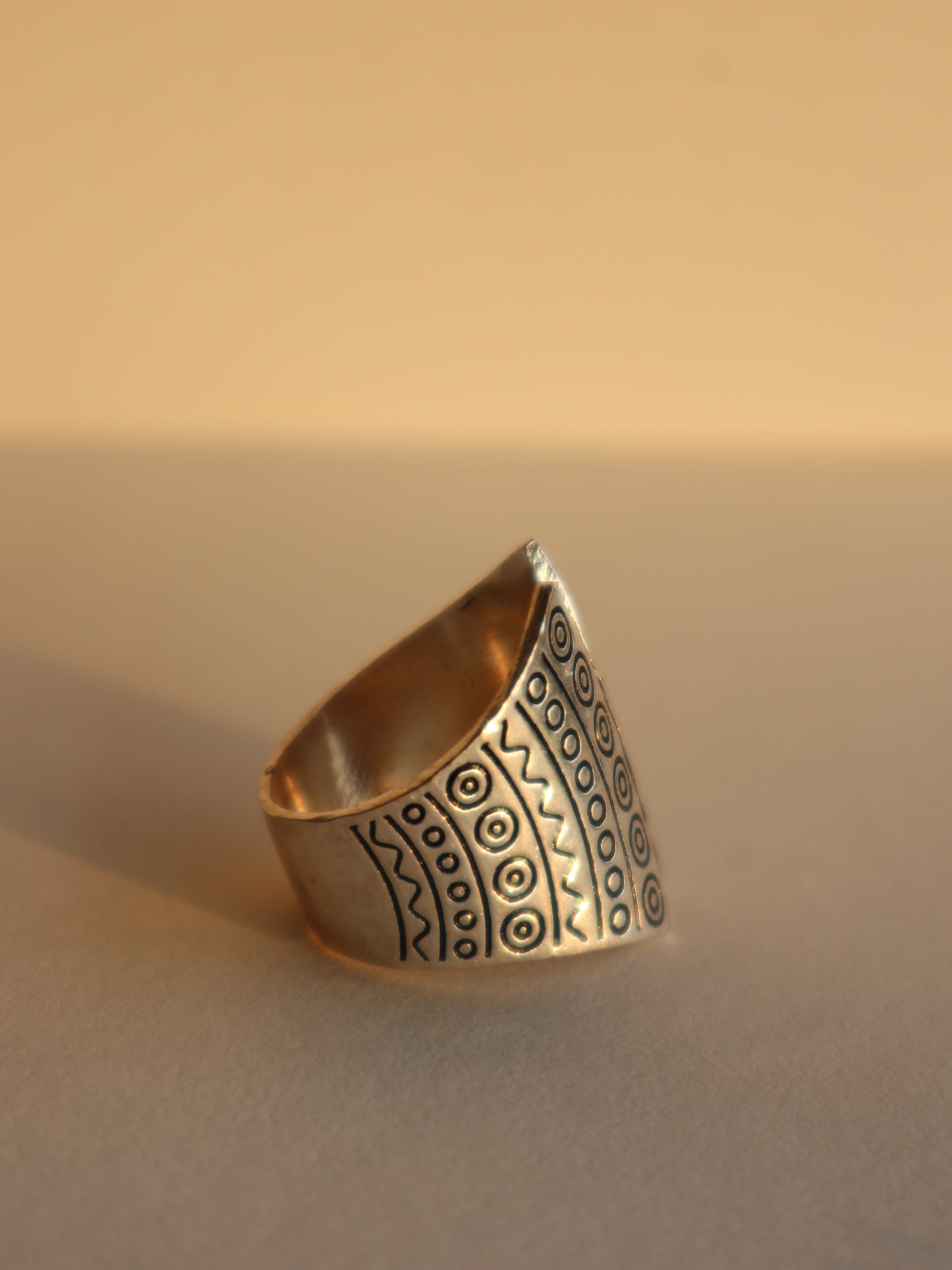 Totem silver plated brass ring