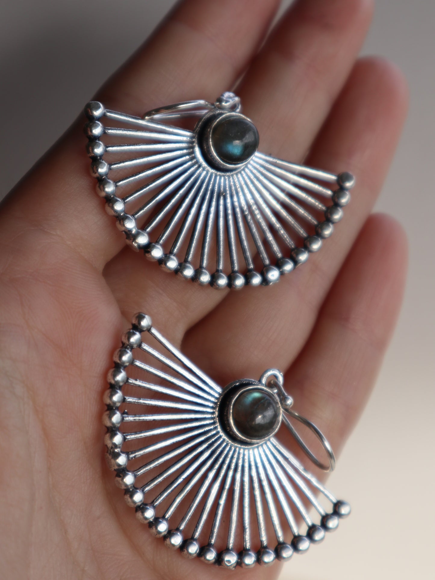 Empress silver-plated earrings with  labradorite