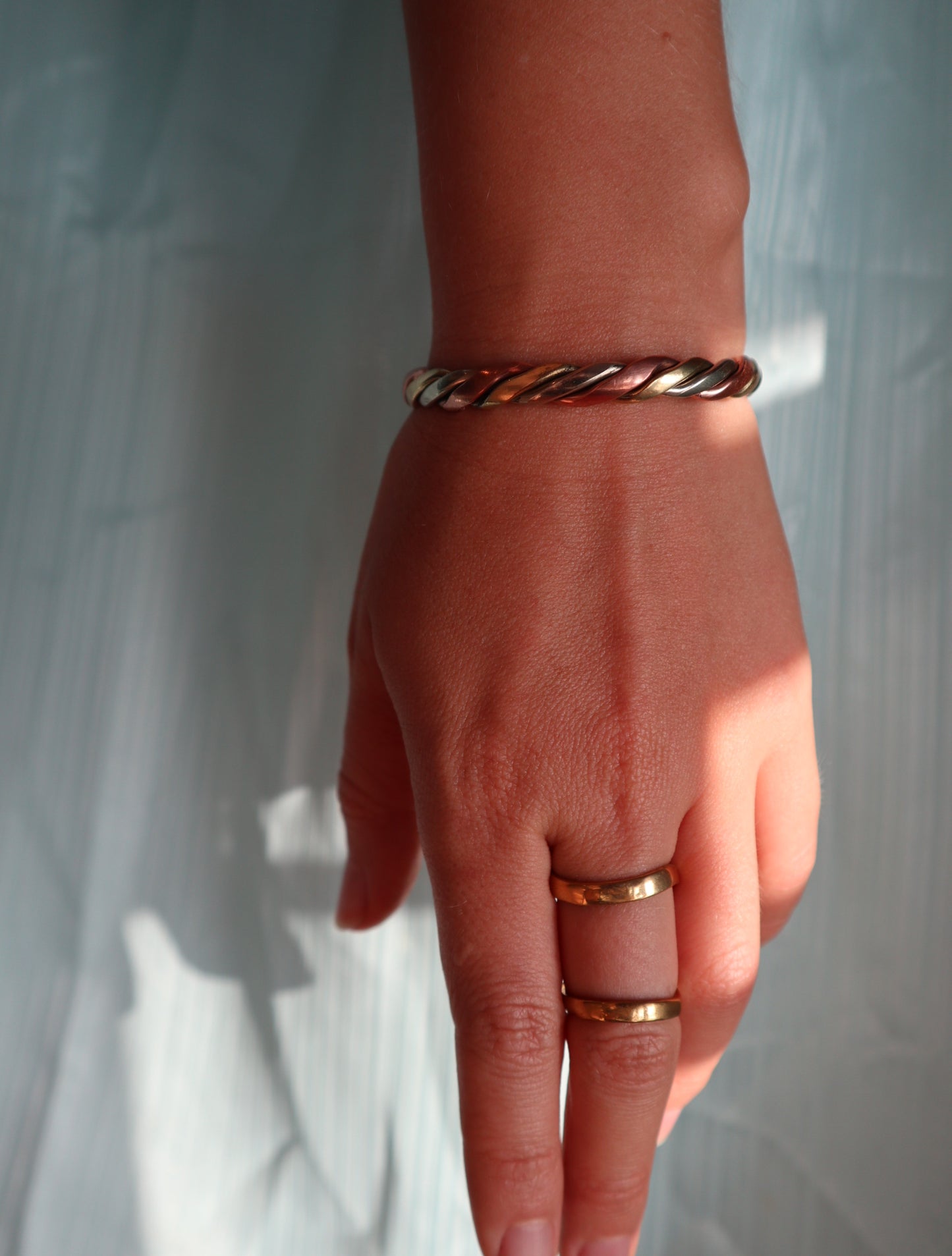 Longevity brass-copper-silver bracelet